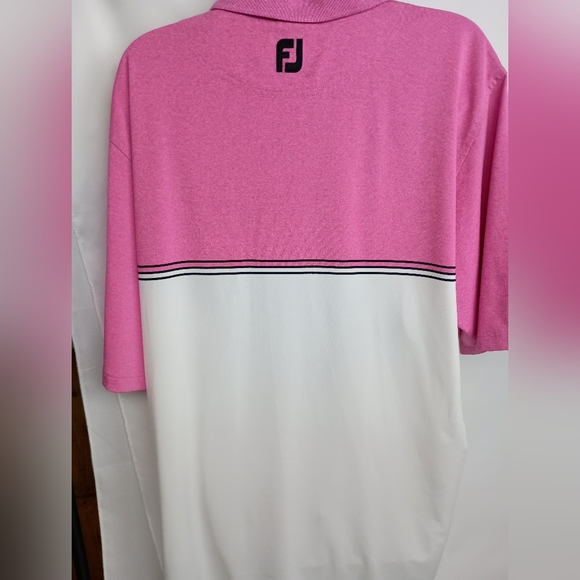 2/$30 FJ Classic Pink and White Color Block Polo Golf Shirt (#296) - Picture 5 of 8